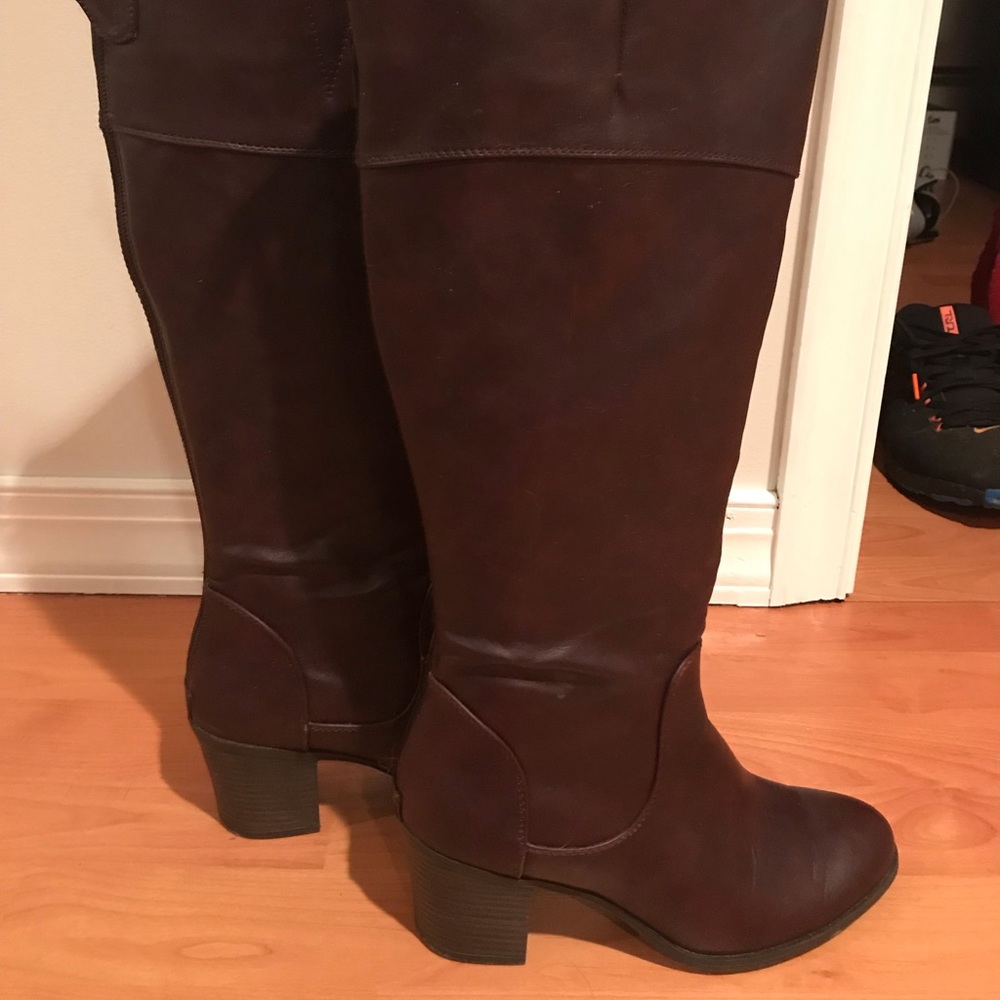 Tall wide calf white mountain boots